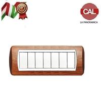 PLACCA 7P LEGNO NOCE NAZIONALE COMPATIBILE LIVING LIGHT BTICINO