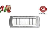 PLACCA 7P OTTONE CROMO SATINATO serie LIVING LIGHT BTICINO