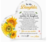 Placca a forma di cuore in acrilico con scritta in inglese "Daughters Gifts from Mom, Idee regalo per figlia, compleanno, Natale, You Are My Sunshine"