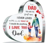 Placca a forma di cuore in acrilico per la festa del papà, regalo per papà da figlio e figlia, con scritta "Love You", 150 mm x 150 mm, regalo di apprezzamento per compleanno