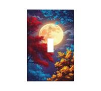 Placca a muro con albero illuminato dalla luna, copri interruttore a levetta a 1 modulo, placca frontale singola decorativa 3x5 pollici