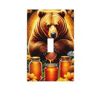 Placca a muro con orso, barattolo di e fiori, copri interruttore a levetta a 1 modulo, placca frontale per interruttore singolo, decorazione 3x5 pollici