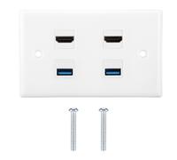 Placca a muro multiporta HDMI USB 3.0 compatibile con 4K UHD, con connettori rimovibili e installazione rapida per ambienti domestici ordinati.