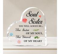 Placca acrilica per sorelle, regalo per donne, compleanno, Natale, con citazione "Soul Sister Of My Soul The Friend", in acrilico, a forma di cuore, per migliori amiche
