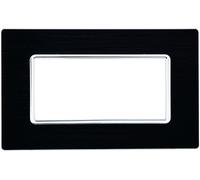 Placca alluminio 4 posti colore nero serie Solar compatibile Matix MT86402