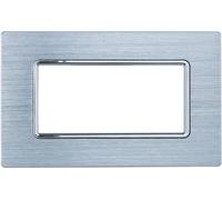 Placca alluminio 4 posti colore silver lucido serie Solar compatibile Matix