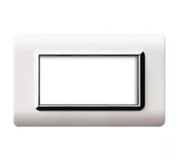A.v.E. Placca Tecnopolimero Sistema 44 - 4 moduli Bianco con cornice cromata 44PY04BLC