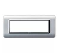 Placca Ave Tecnopolimero Sistema 44 Alluminio naturale cornice cromata 7 moduli 44PY07ALS