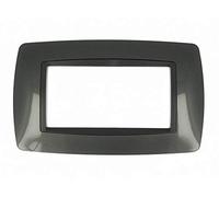 Placca Bombe 4M 4 Posti Moduli Compatibile Con Bticino Living Internationall Per Scatola 504 (Acciaio Scuro)
