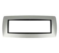 Placca Bombe 7M 7 Moduli Posti Compatibile Con Bticino Living International Per Scatola 507 (Silver Argento)