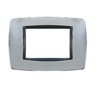 Placca bombe compatibile con Bticino Living International per supporti 3 4 7 posti moduli LN4703 L4703 per cassette 503 504 507 (3 Posti, Cromo Lucido cod.39)