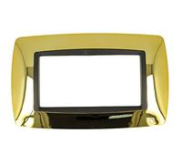 Placca bombe compatibile con Bticino Living International per supporti 3 4 7 posti moduli LN4703 L4703 per cassette 503 504 507 (4 Posti, Oro Lucido cod.13)