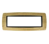 Placca bombe compatibile con Bticino Living International per supporti 3 4 7 posti moduli LN4703 L4703 per cassette 503 504 507 (7 Posti, Legno Scuro cod.66)