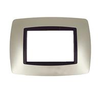 Placca bombe compatibile con Bticino Living International per supporti 3 4 7 posti moduli LN4703 L4703 per cassette 503 504 507 (3 Posti, Titanio cod.07)