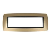 Placca bombe compatibile con Bticino Living International per supporti 3 4 7 posti moduli LN4703 L4703 per cassette 503 504 507 (7 Posti, Oro cod.12)