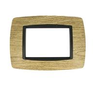 Placca bombe compatibile con Bticino Living International per supporti 3 4 7 posti moduli LN4703 L4703 per cassette 503 504 507 (3 Posti, Legno Scuro cod.66)