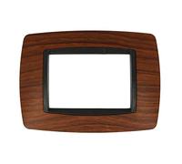 Placca bombe compatibile con Bticino Living International per supporti 3 4 7 posti moduli LN4703 L4703 per cassette 503 504 507 (3 Posti, Radica Legno cod.6)