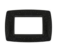 Placca bombe compatibile con Bticino Living International per supporti 3 4 7 posti moduli LN4703 L4703 per cassette 503 504 507 (3 Posti, Nero Flash cod.20)