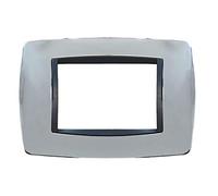 Placca Bombe Da 3 Moduli 3 Posti, Compatibile Con Bticino Living (Cromato Lucido)