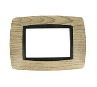 Placca Bombe Da 3 Moduli 3 Posti, Compatibile Con Bticino Living (Legno Chiaro)