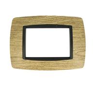 Placca Bombe Da 3 Moduli 3 Posti, Compatibile Con Bticino Living (Legno Scuro)