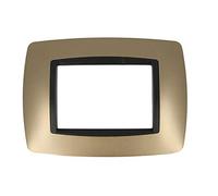 Placca Bombe Da 3 Moduli 3 Posti, Compatibile Con Bticino Living (Oro)