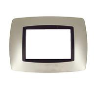 Placca Bombe Da 3 Moduli 3 Posti, Compatibile Con Bticino Living (Titanio)