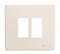 Placca Bticino 2 posti resina per scatola tonda serie MAGIC avorio 500/2/R