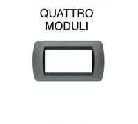 PLACCA BTICINO LIVING L4804GF Quattro MODULI GRAFITE METALLO