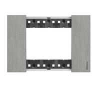 Placca Bticino Living Now 3 moduli colore acciaio KA4803ZG