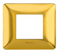 Placca Bticino Matix 2 moduli oro satinato scatola rotonda AM4802GOS