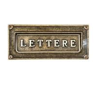 PLACCA BUCA CASSETTA POSTA OTTONE BRUNITO LETTERE PER PORTA PORTONE FERITOIA