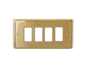 Placca Cal 4 moduli ottone lucido - 5004