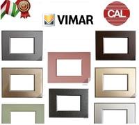 PLACCA CAL SU LICENZA VIMAR PLANA METALLO MOSTRINA NERO BIANCO TORTORA