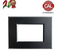 PLACCA CAL SU LICENZA VIMAR PLANA METALLO MOSTRINA NERO BIANCO TORTORA
