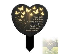 Placca commemorativa a forma di cuore con farfalla in acrilico per esterni, resistente alle intemperie, decorazione commemorativa personalizzata con parole di consolazione, per prati, cimiteri, aiuole