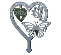 Placca commemorativa a forma di cuore in zinco con fiore e farfalla | La placca in zinco resistente alle intemperie fornisce uno spazio ricordo duraturo nel tuo giardino.