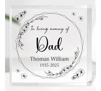 Placca commemorativa quadrata in acrilico, personalizzata, con scritta "In Loving Memory", 9,94 x 9,94 cm