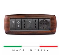 PLACCA COMPATIBILE BTICINO LIVING 7 POSTI LEGNO SCURO ECL2987LS ELETTROCANALI
