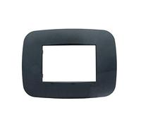 Placca Compatibile Con Bticino Axolute, Da 3 Moduli/Posti, Placche Plastica Ovale, 1 Pezzo (Nero)