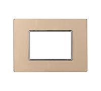 Placca Compatibile Con Bticino Axolute, Placca Cristallo Effetto Vetro, 1 Pezzo (3 Posti/Moduli,Oro)