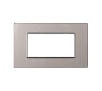 Placca Compatibile Con Bticino Axolute, Placca Cristallo Effetto Vetro, 1 Pezzo (4 Posti/Moduli,Silver)
