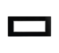 Placca Compatibile Con Bticino Axolute, Placca Cristallo Effetto Vetro, 1 Pezzo (6 Posti/Moduli,Nero)