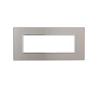 Placca Compatibile Con Bticino Axolute, Placca Cristallo Effetto Vetro, 1 Pezzo (6 Posti/Moduli,Silver)