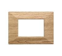 Placca Compatibile Con Bticino Axolute, Placche Plastica Quadrata, Stile Piramide, 1 Pezzo (3 Posti/Moduli,Legno Scuro)