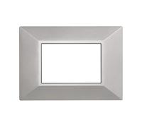 Placca Compatibile Con Bticino Axolute, Placche Plastica Quadrata, Stile Piramide, 1 Pezzo (3 Posti/Moduli,Silver)