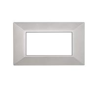 Placca Compatibile Con Bticino Axolute, Placche Plastica Quadrata, Stile Piramide, 1 Pezzo (4 Posti/Moduli,Silver)