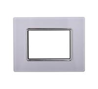 Placca Compatibile Con Bticino Living, Placca Cristallo Effetto Vetro, 1 Pezzo (3 Posti/Moduli,Bianco)