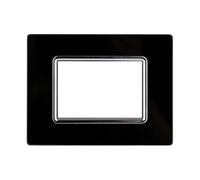 Placca Compatibile Con Bticino Living, Placca Cristallo Effetto Vetro, 1 Pezzo (3 Posti/Moduli,Nero)