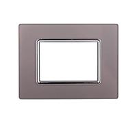 Placca Compatibile Con Bticino Living, Placca Cristallo Effetto Vetro, 1 Pezzo (3 Posti/Moduli,Silver)